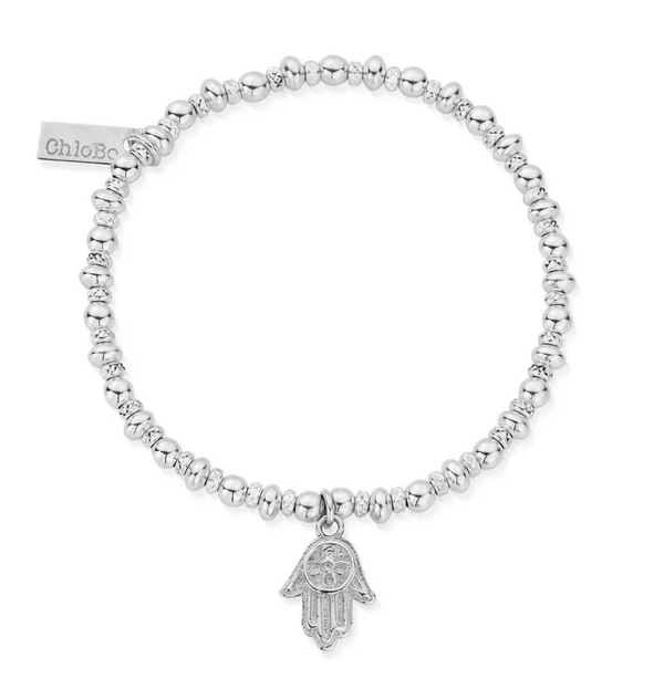 ChloBo Silver Sparkle Hamsa Hand Bracelet