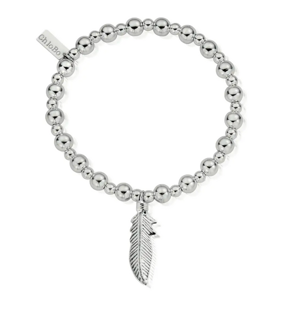 ChloBo Silver Mini Small Ball Feather Bracelet