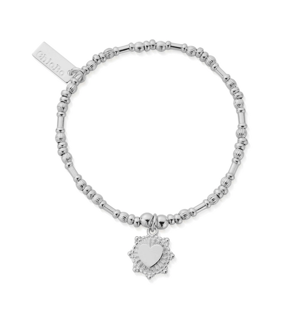 ChloBo Silver Children's Pumpkin Raised Heart Bracelet