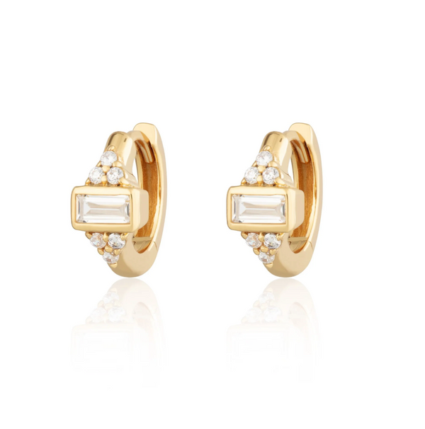 Scream Pretty Gold Audrey Huggie Earrings with Clear Stones