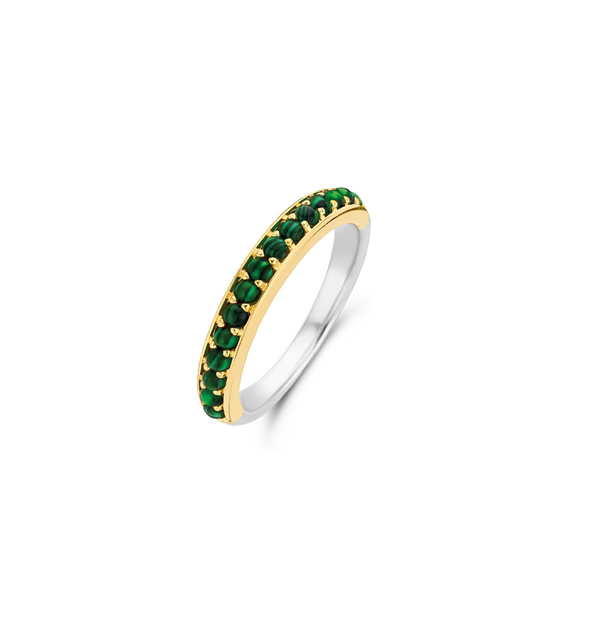 Ti Sento Gold Malachite Gemstone Milano Ring