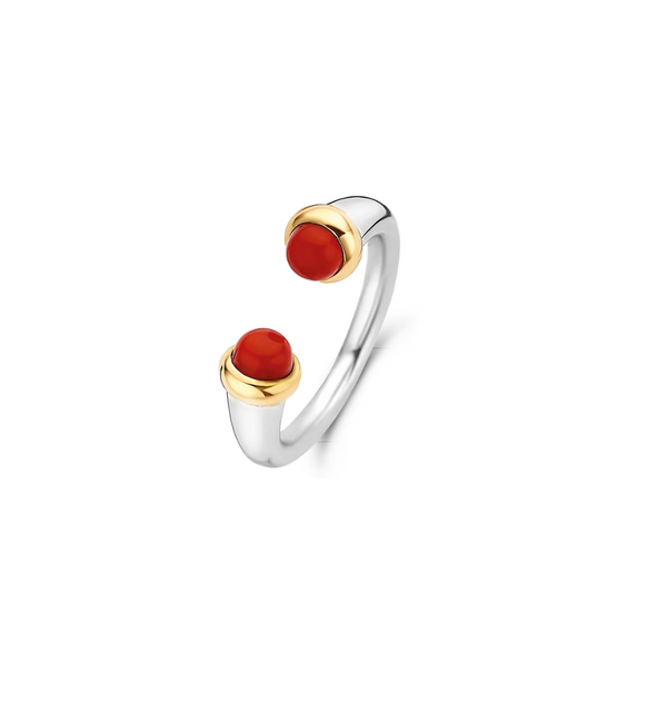 Ti Sento Silver Double Red Stone Milano Ring