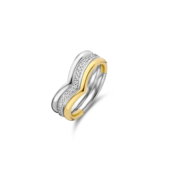 Ti Sento Silver Ripple-Shaped Milano Ring