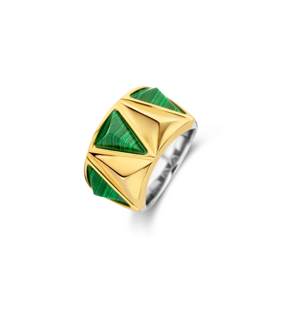 Ti Sento Gold Malachite Stud Milano Ring