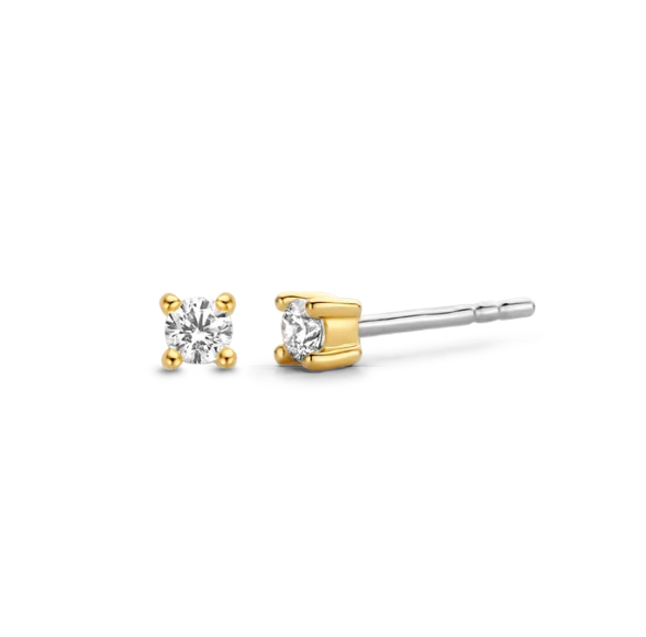 Ti Sento 3mm Gold Zirconia Milano Stud Earrings