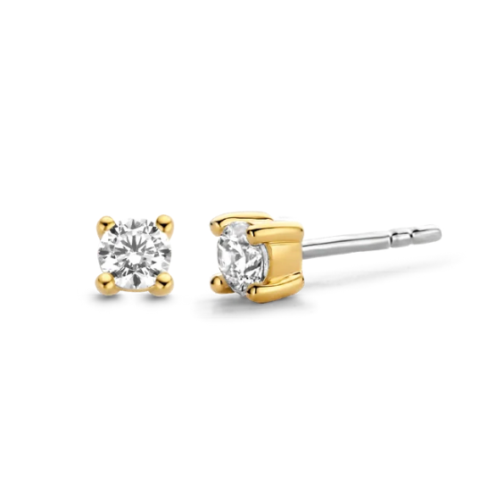 Ti Sento 4mm Gold Zirconia Milano Stud Earrings