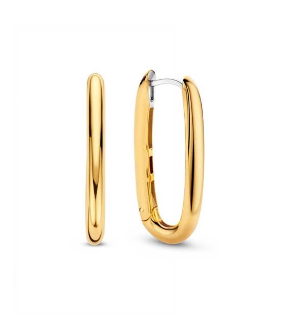 Ti Sento Large Gold Oval Milano Hoop Earrings