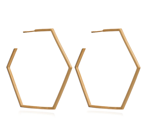 Rachel Jackson Gold Oversized Hexagon Hoop Earrings