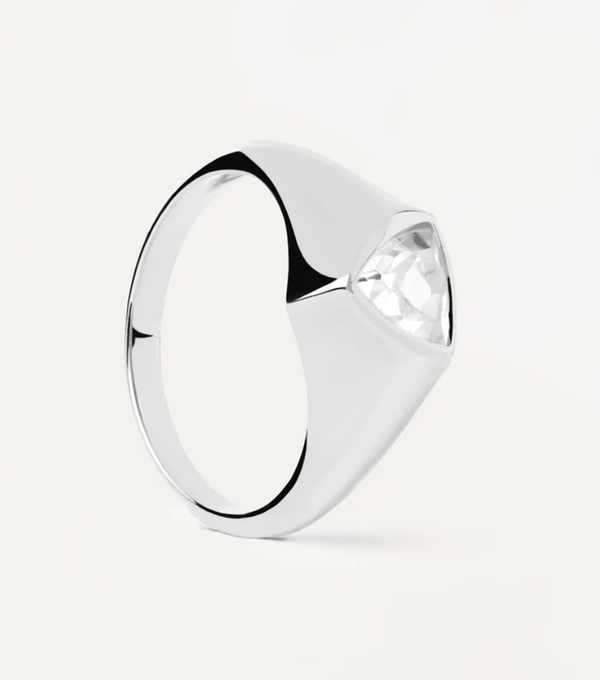 PD PAOLA Silver Triangle Shimmer Stamp Ring