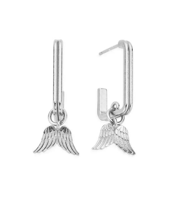 ChloBo Silver Guidance Rectangular Hoop Earrings