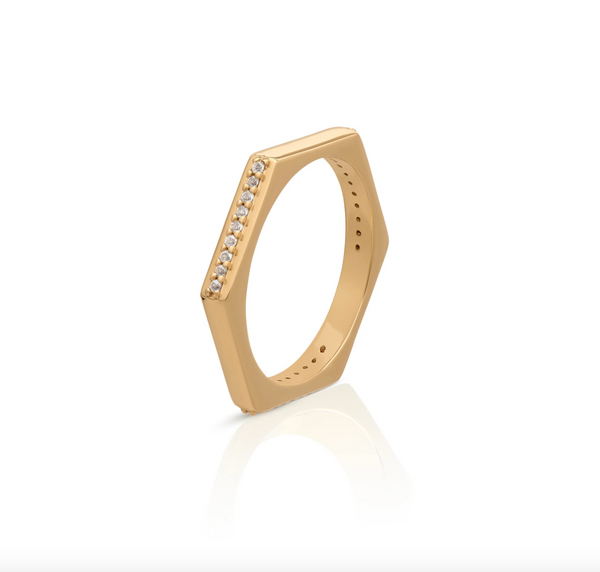 Rachel Jackson Gold Topaz Hexagon Stacking Ring