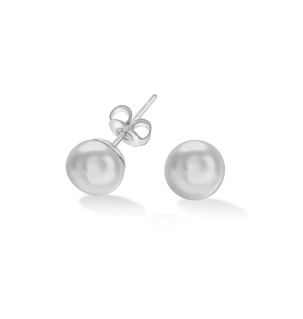 Dower & Hall Dove Grey Timeless Freshwater Pearl Stud Earrings