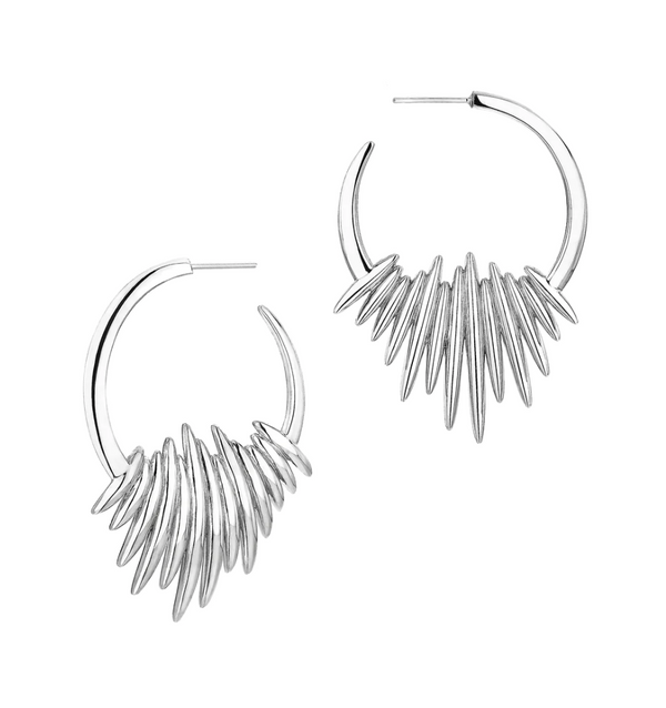 Shaun Leane Silver Quill Hoop Earrings