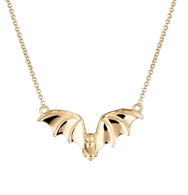 Scream Pretty Gold Bat Necklace