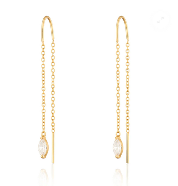 Scream Pretty Gold Droplet Crystal Threader Earrings