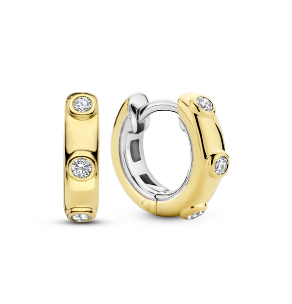 Ti Sento Thick Gold Zirconia Milano Hoop Earrings