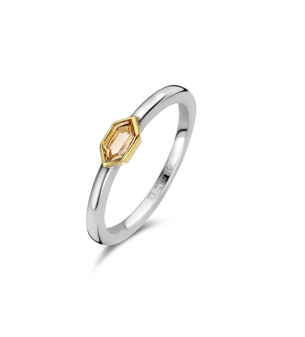 Ti Sento Small Nude Pink Geometric Stone Ring