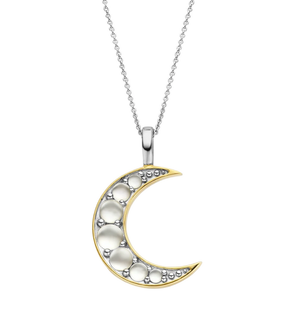 Ti Sento Gold Pearl Moon Necklace