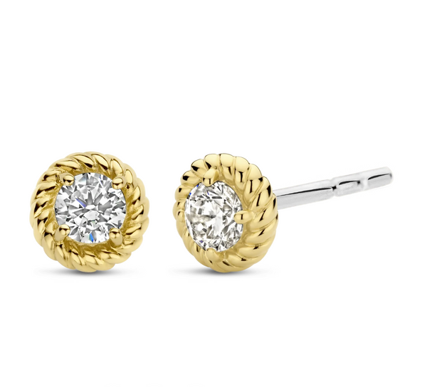 Ti Sento Gold Twisted Zirconia Stud Earrings