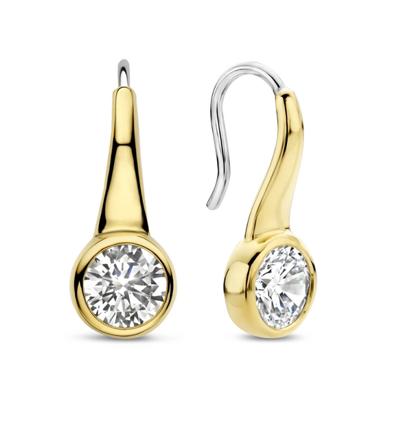 Ti Sento Gold Rounded Zirconia Drop Earrings
