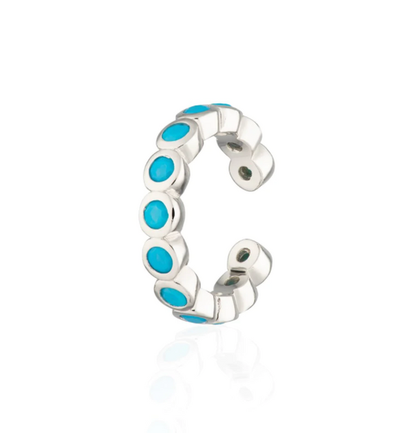 Scream Pretty Silver Turquoise Bezel Single Ear Cuff