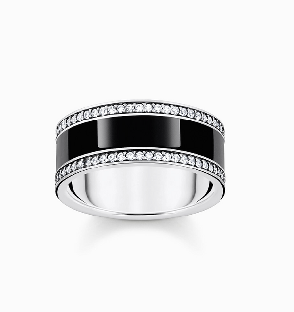 Thomas Sabo Silver & Black Band Ring