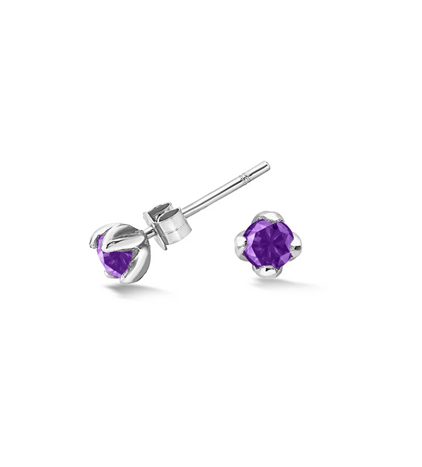 Dower & Hall Silver 4mm Amethyst Orissa Stud Earrings