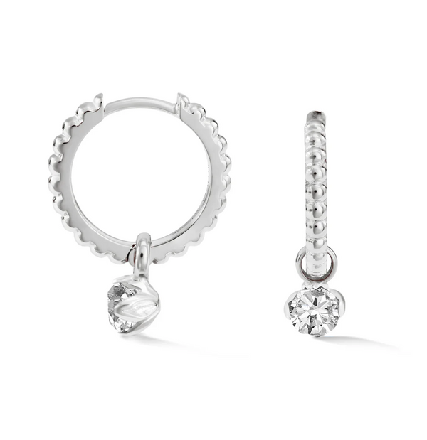 Dower & Hall Silver White Topaz Orissa Hoop Earrings