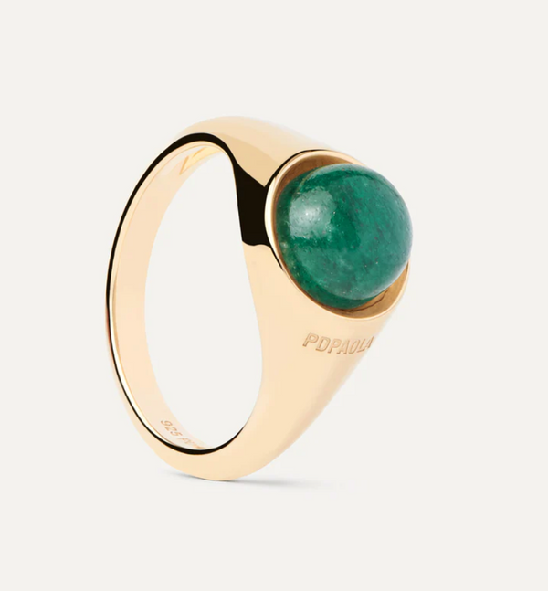 PD PAOLA Green Aventurine Moon Ring