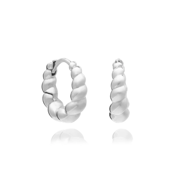 Rachel Jackson Silver Chubby Twisted Huggie Hoop Earrings
