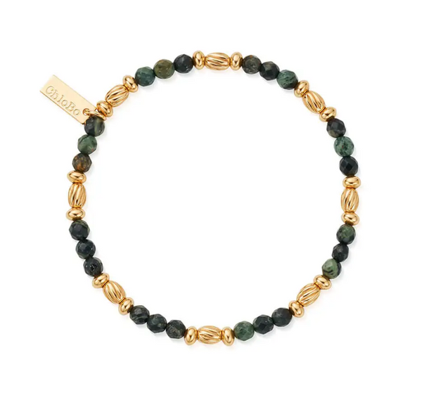 ChloBo Men's Gold Kambaba Jasper Twisted Rice Bracelet