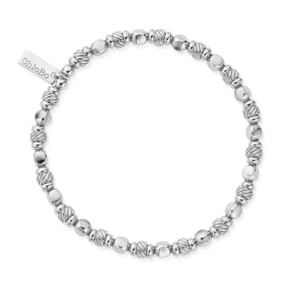 ChloBo Men's Silver Twisted Cube Bracelet