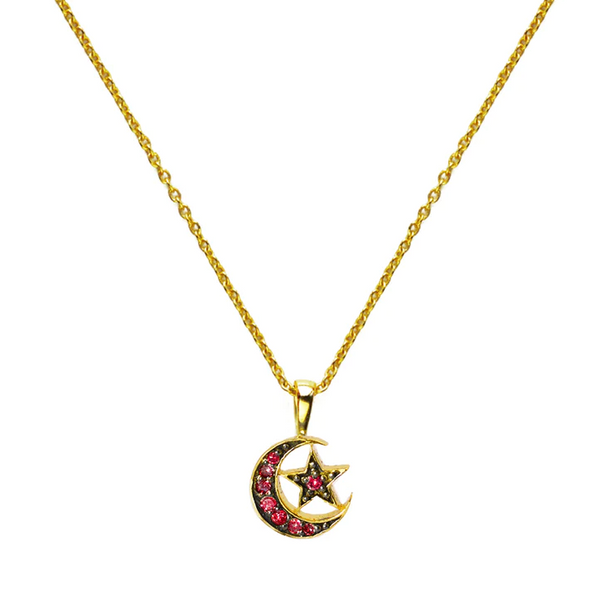 Sweet Marie Stevie Ruby Moon & Star Necklace