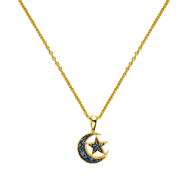 Sweet Marie Stevie Sapphire Moon & Star Necklace