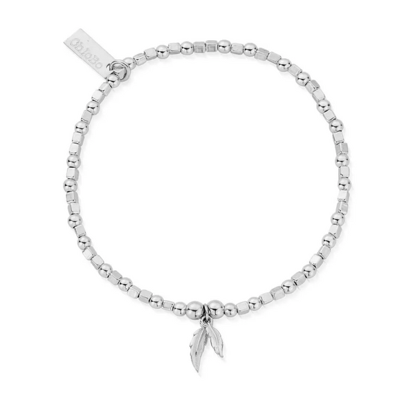 ChloBo Silver Mini Cube Double Feather Bracelet