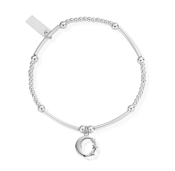 ChloBo Silver Cute Mini Moon & Stars Bracelet