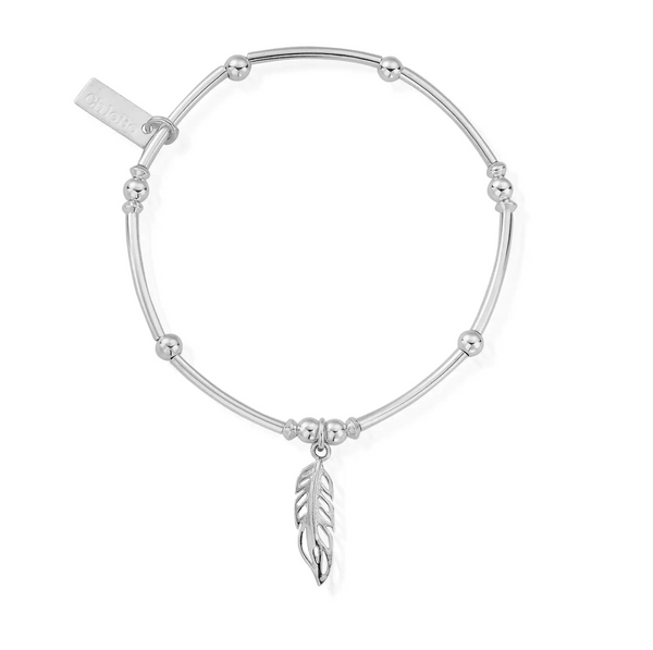 ChloBo Silver Mini Noodle Ball Filigree Feather Bracelet