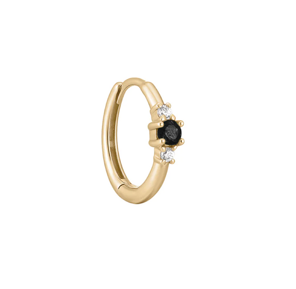 Metier Petite Triple Black Diamond Gemstone Clicker Hoop Earring