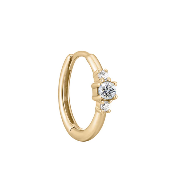 Metier Petite Triple White Diamond Gemstone Clicker Hoop Earring