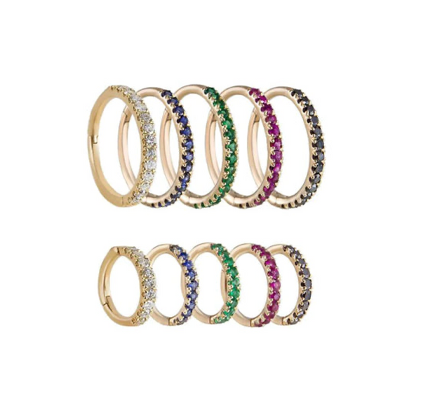 Metier Blue Sapphire Original Seamless Pave Clicker Hoop Earring