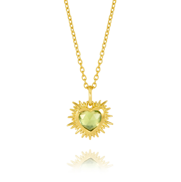 Rachel Jackson Electric Love Peridot August Birthstone Heart Necklace