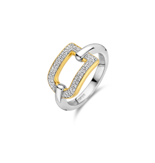 Ti Sento Mixed Metal Signature Link Ring