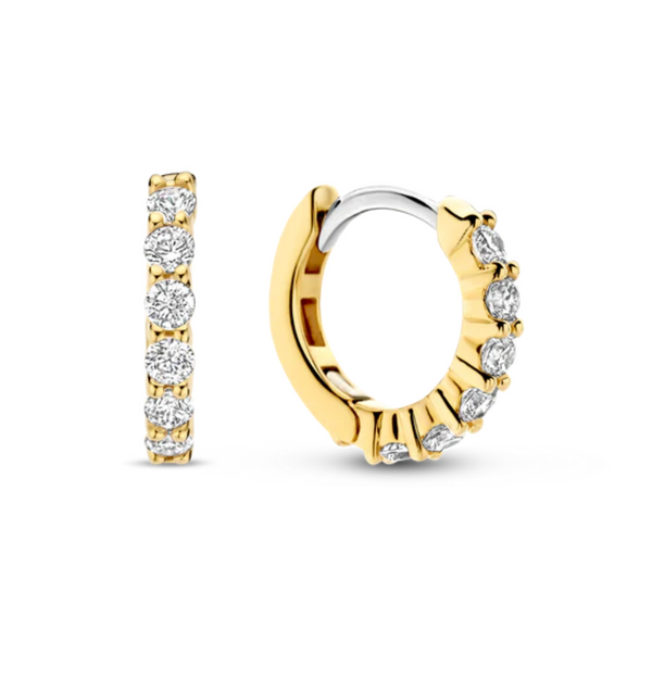 Ti Sento Small Gold Dazzling Pave Earrings