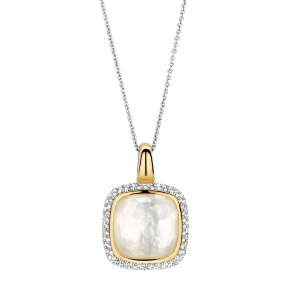 Ti Sento Mother of Pearl Cushion Shaped Zirconia Necklace