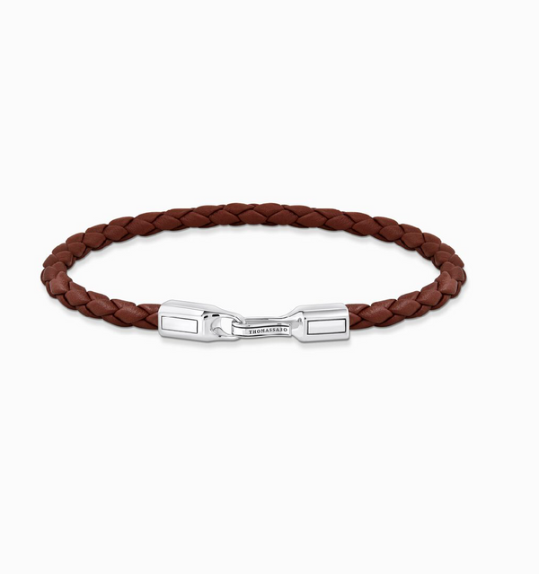 Thomas Sabo Silver Braided Brown Leather Bracelet
