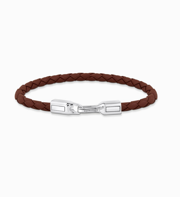 Thomas Sabo Silver Brown Leather Bracelet 21cm