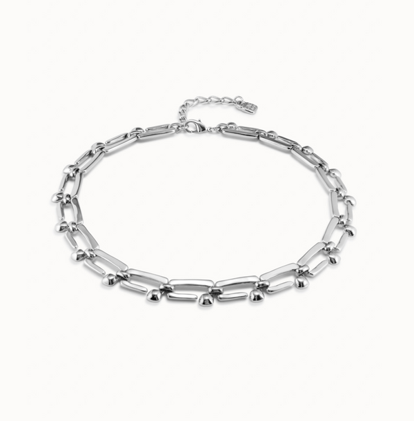 UNO de 50 Silver Rectangular Link Necklace - Nail Shape