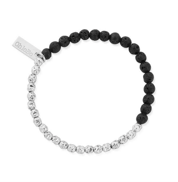 ChloBo Silver Children's Black Lava Principal Bracelet