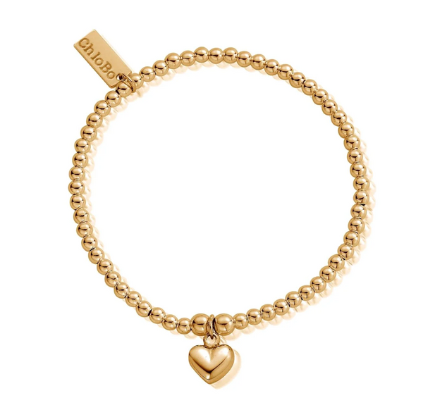 ChloBo Gold Cute Charm Puffed Heart Bracelet