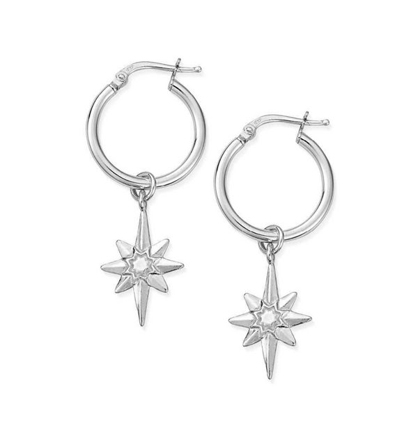 ChloBo Silver Lucky Star Hoop Earrings